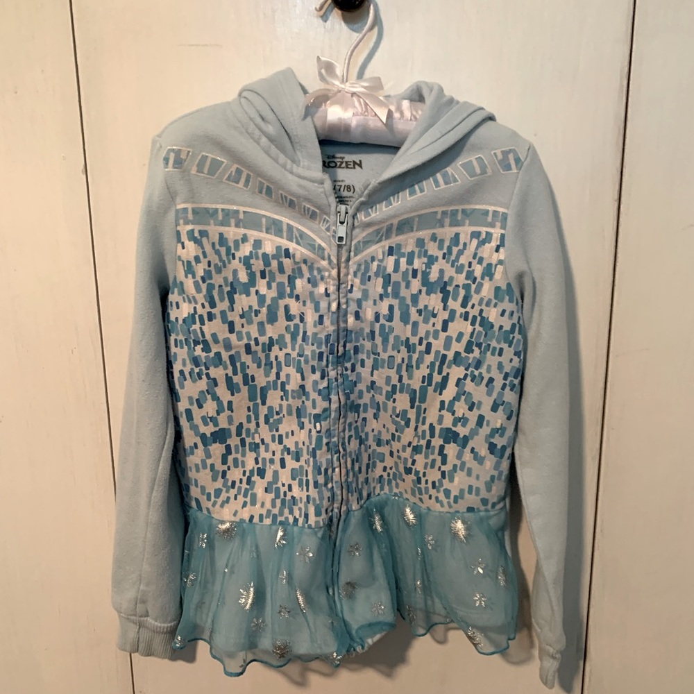 Disney Frozen Girl’s Blue & White Jacket M 7/8